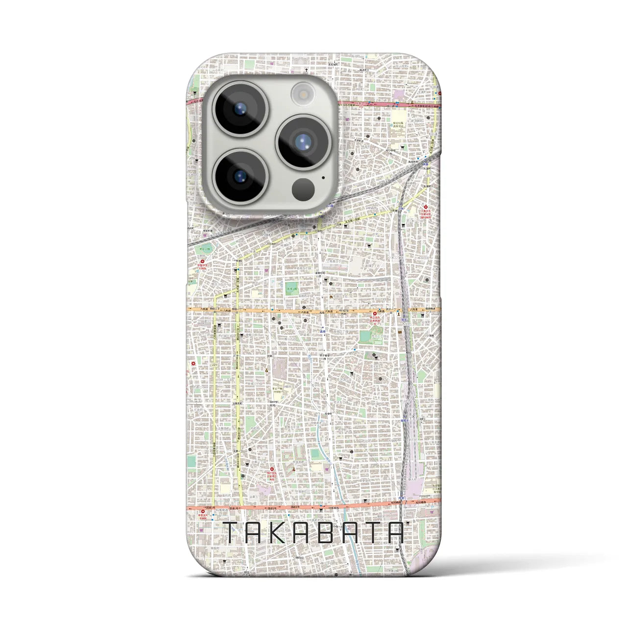 【高畑】地図柄iPhoneケース（バックカバータイプ・ナチュラル）iPhone 15 Pro 用