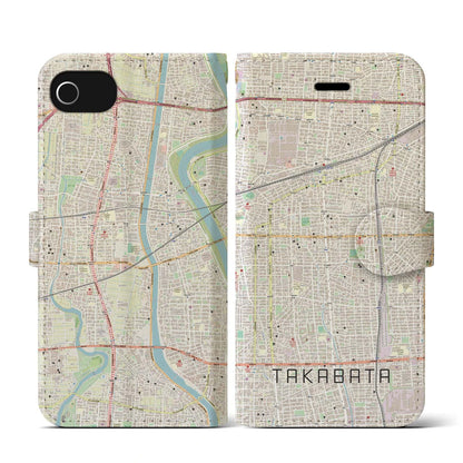 【高畑（愛知県）】地図柄iPhoneケース（手帳タイプ）ナチュラル・iPhone SE（第3 / 第2世代） / 8 / 7 / 6s / 6 用