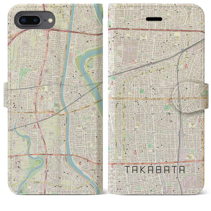 【高畑（愛知県）】地図柄iPhoneケース（手帳タイプ）ナチュラル・iPhone 8Plus /7Plus / 6sPlus / 6Plus 用
