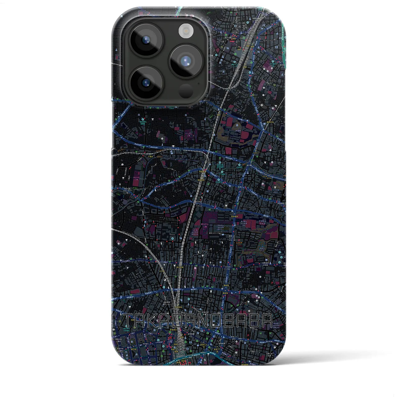 【高田馬場】地図柄iPhoneケース（バックカバータイプ・ブラック）iPhone 15 Pro Max 用