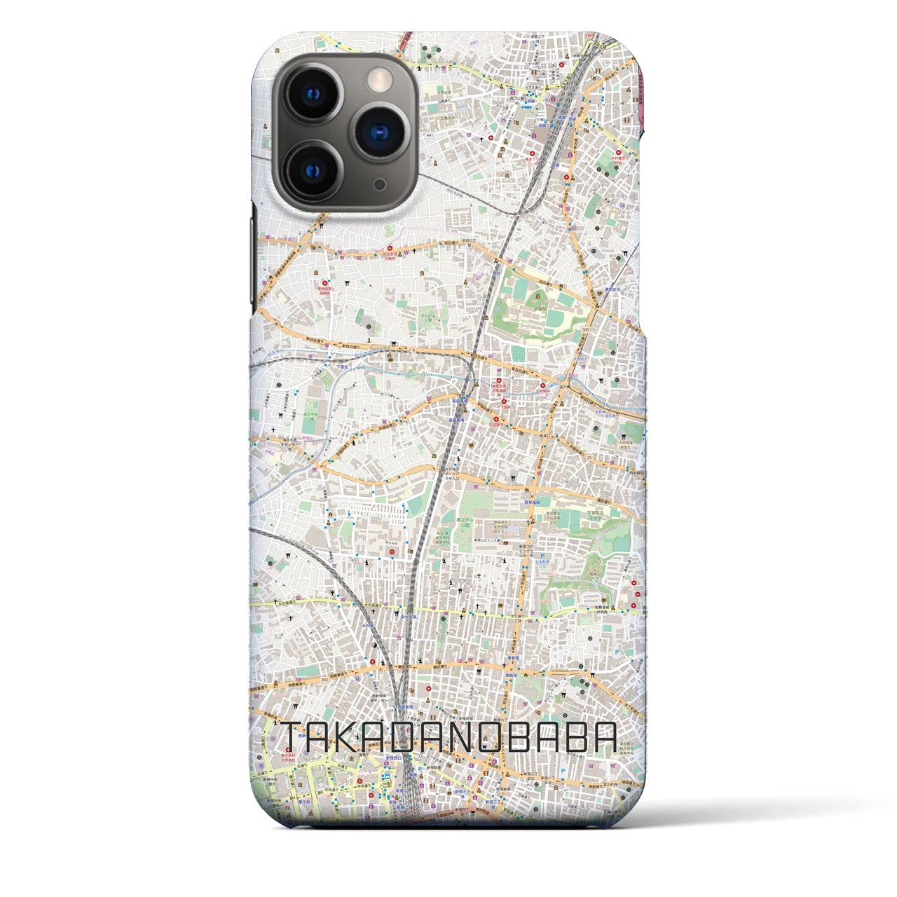 【高田馬場】地図柄iPhoneケース（バックカバータイプ・ナチュラル）iPhone 11 Pro Max 用