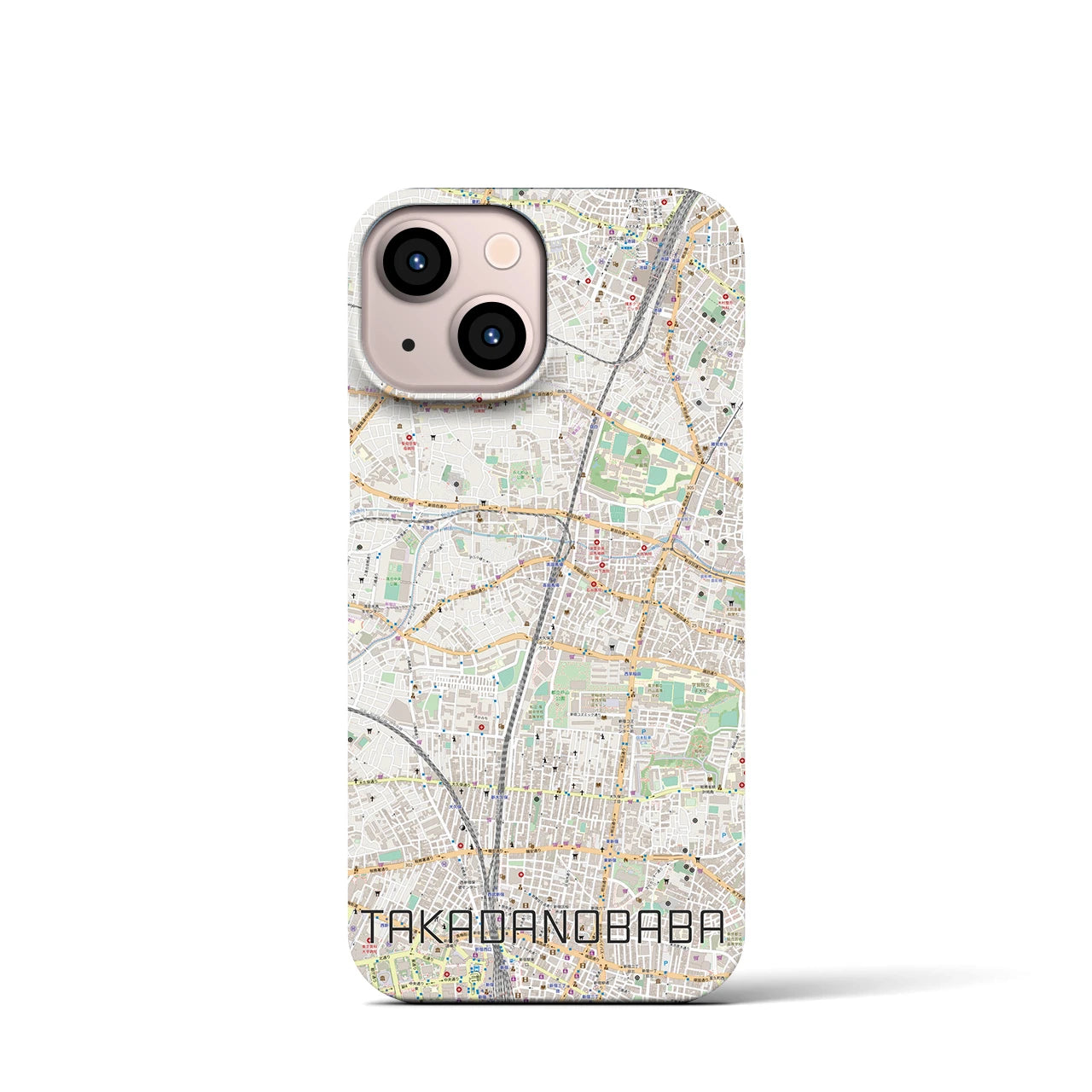 【高田馬場】地図柄iPhoneケース（バックカバータイプ・ナチュラル）iPhone 13 mini 用
