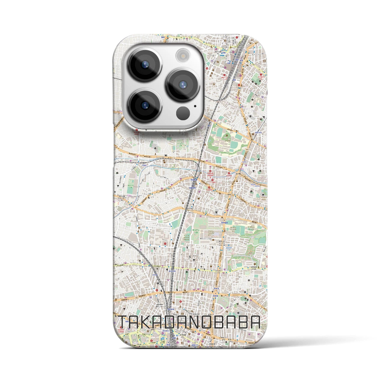 【高田馬場】地図柄iPhoneケース（バックカバータイプ・ナチュラル）iPhone 14 Pro 用