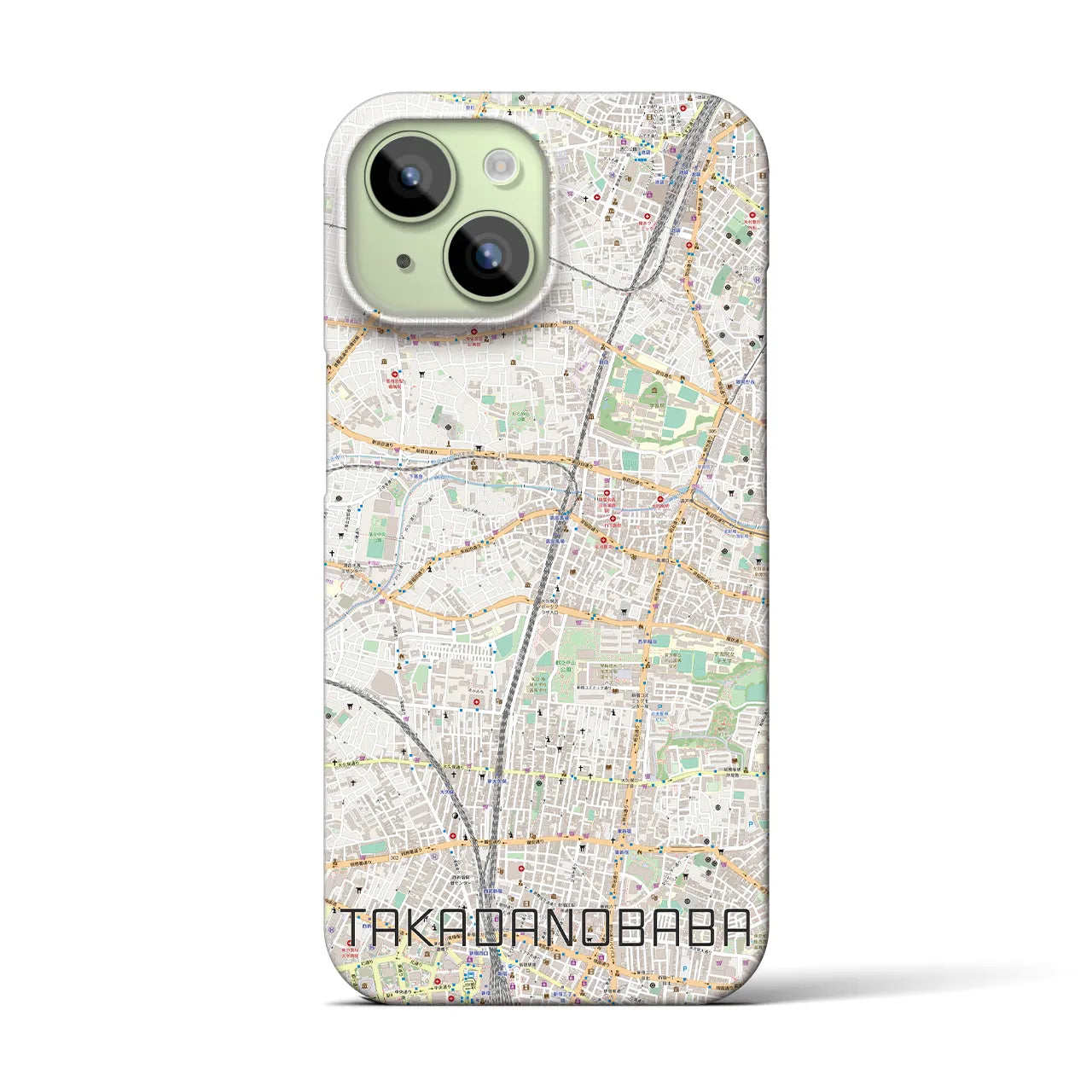 【高田馬場】地図柄iPhoneケース（バックカバータイプ・ナチュラル）iPhone 15 用
