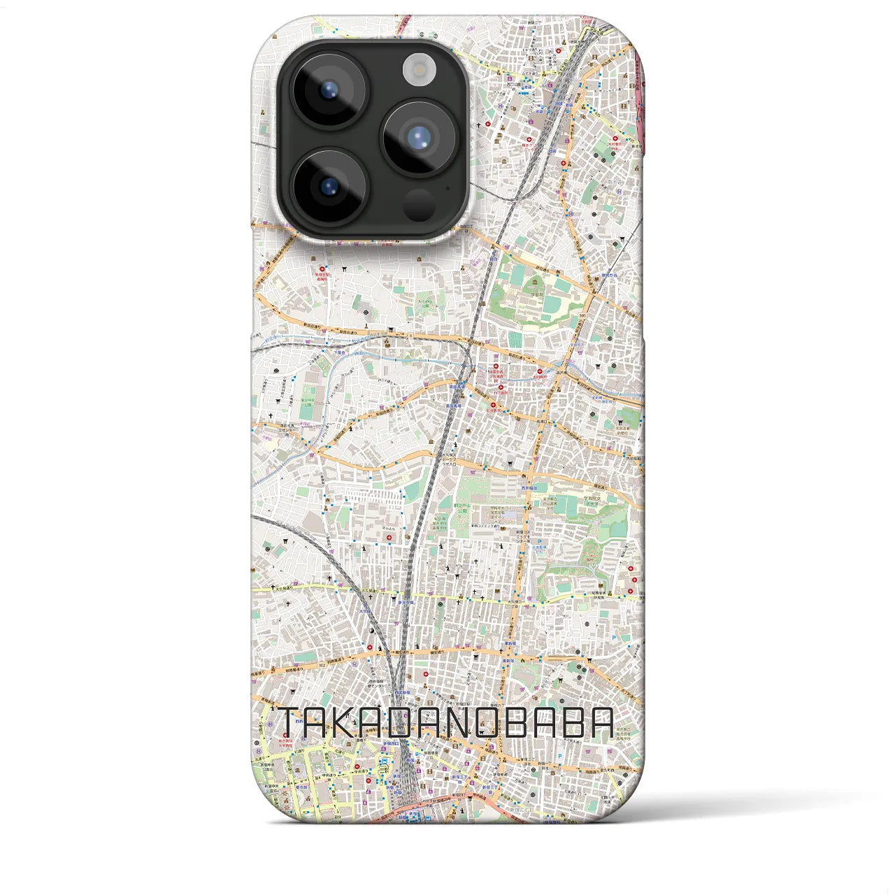 【高田馬場】地図柄iPhoneケース（バックカバータイプ・ナチュラル）iPhone 15 Pro Max 用