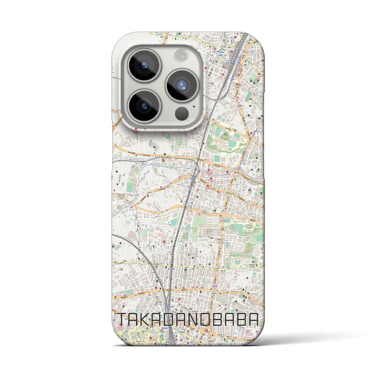 【高田馬場】地図柄iPhoneケース（バックカバータイプ・ナチュラル）iPhone 15 Pro 用