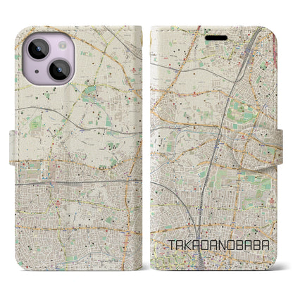 【高田馬場（東京都）】地図柄iPhoneケース（手帳タイプ）ナチュラル・iPhone 14 用