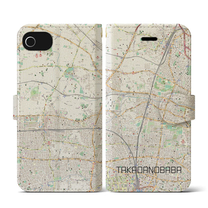 【高田馬場（東京都）】地図柄iPhoneケース（手帳タイプ）ナチュラル・iPhone SE（第3 / 第2世代） / 8 / 7 / 6s / 6 用