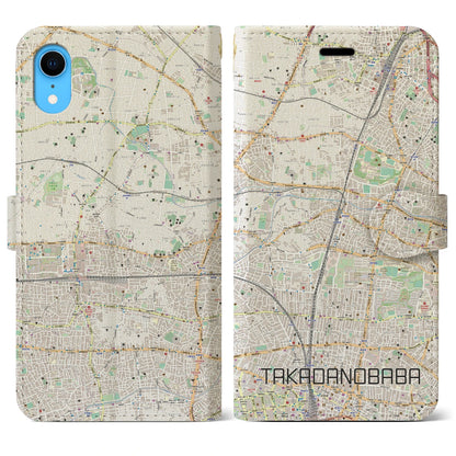 【高田馬場（東京都）】地図柄iPhoneケース（手帳タイプ）ナチュラル・iPhone XR 用