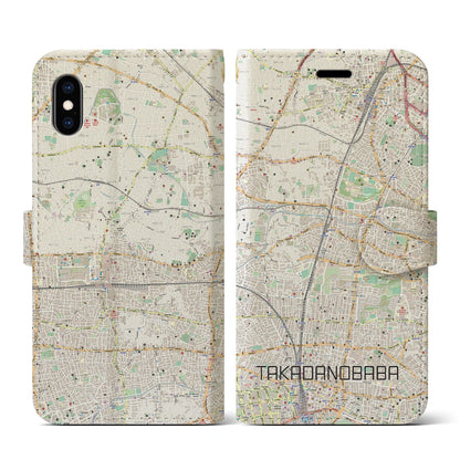 【高田馬場（東京都）】地図柄iPhoneケース（手帳タイプ）ナチュラル・iPhone XS / X 用
