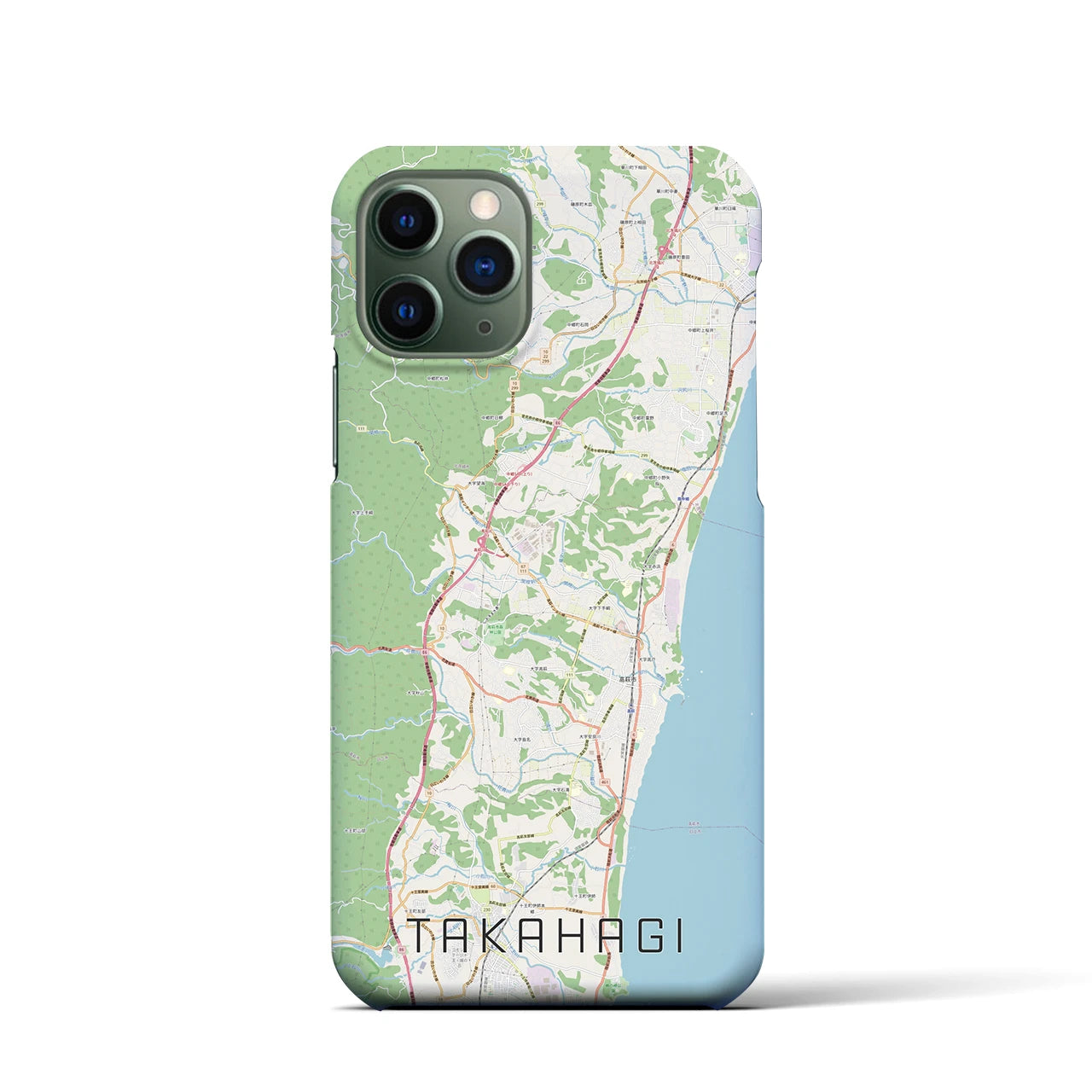 【高萩】地図柄iPhoneケース（バックカバータイプ・ナチュラル）iPhone 11 Pro 用