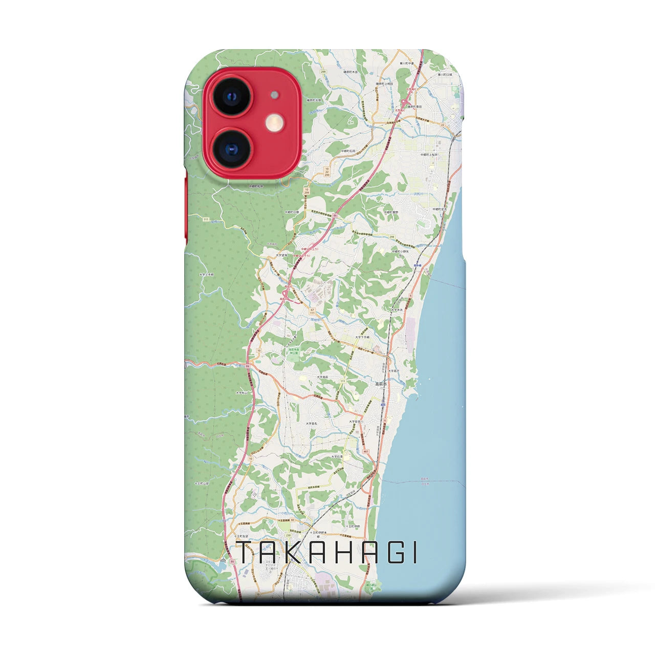 【高萩】地図柄iPhoneケース（バックカバータイプ・ナチュラル）iPhone 11 用