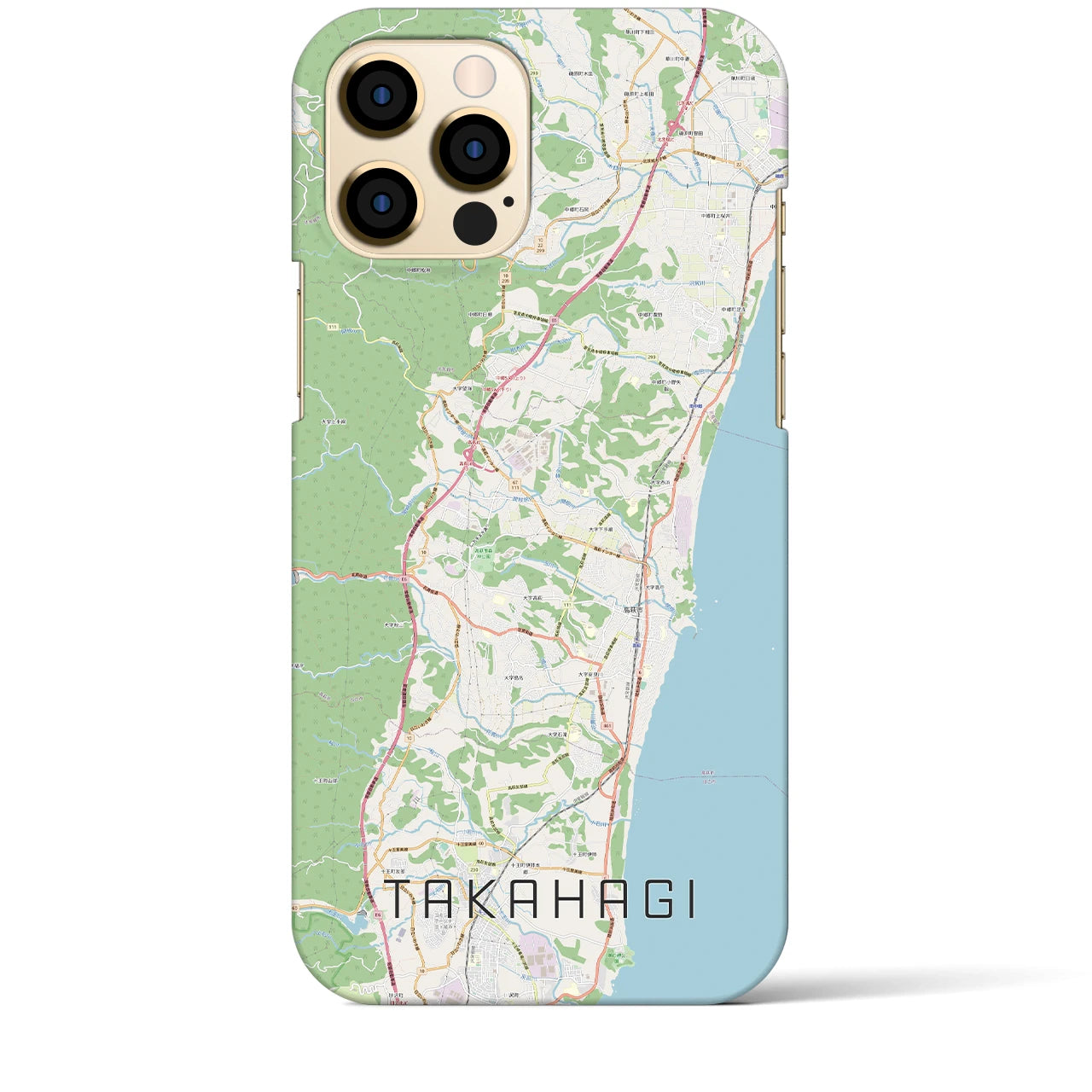 【高萩】地図柄iPhoneケース（バックカバータイプ・ナチュラル）iPhone 12 Pro Max 用