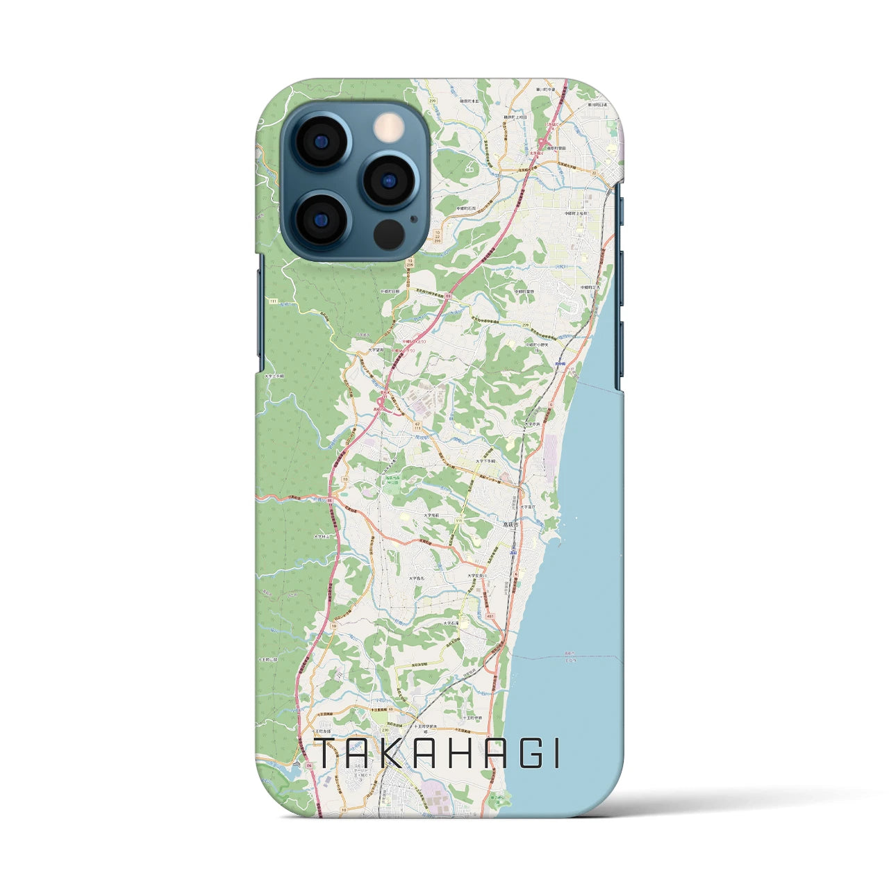 【高萩】地図柄iPhoneケース（バックカバータイプ・ナチュラル）iPhone 12 / 12 Pro 用