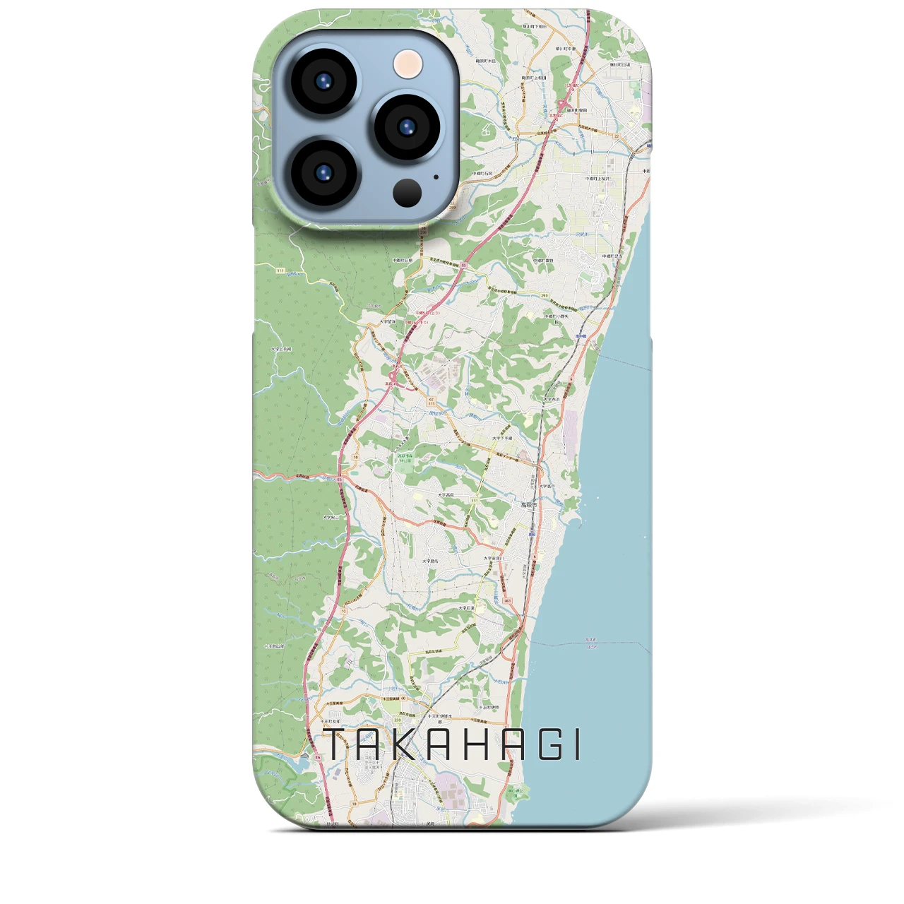 【高萩】地図柄iPhoneケース（バックカバータイプ・ナチュラル）iPhone 13 Pro Max 用