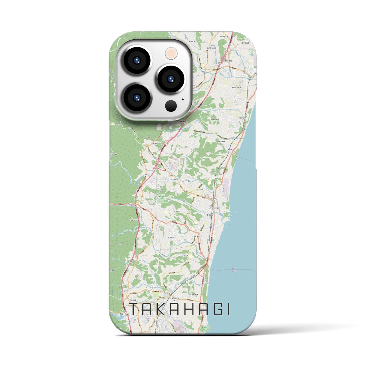 【高萩】地図柄iPhoneケース（バックカバータイプ・ナチュラル）iPhone 13 Pro 用