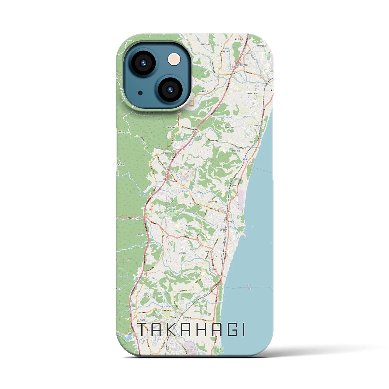 【高萩】地図柄iPhoneケース（バックカバータイプ・ナチュラル）iPhone 13 用