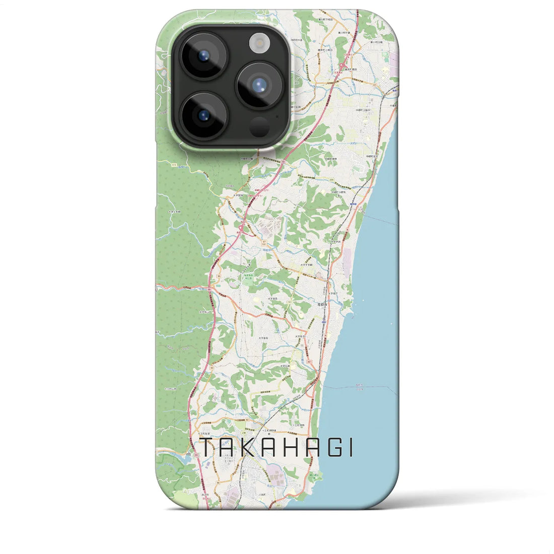 【高萩】地図柄iPhoneケース（バックカバータイプ・ナチュラル）iPhone 15 Pro Max 用