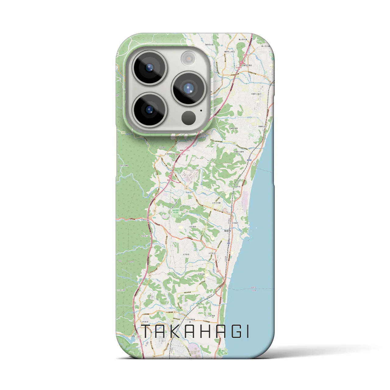 【高萩】地図柄iPhoneケース（バックカバータイプ・ナチュラル）iPhone 15 Pro 用