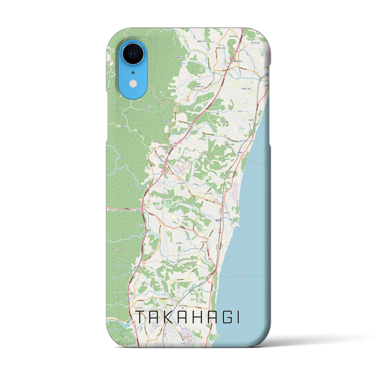 【高萩】地図柄iPhoneケース（バックカバータイプ・ナチュラル）iPhone XR 用