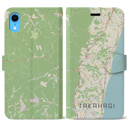 【高萩（茨城県）】地図柄iPhoneケース（手帳タイプ）ナチュラル・iPhone XR 用