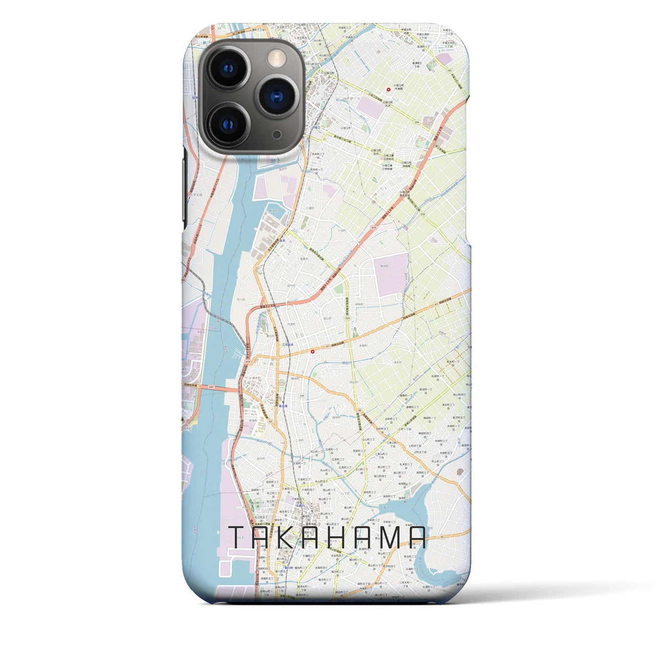 【高浜】地図柄iPhoneケース（バックカバータイプ・ナチュラル）iPhone 11 Pro Max 用