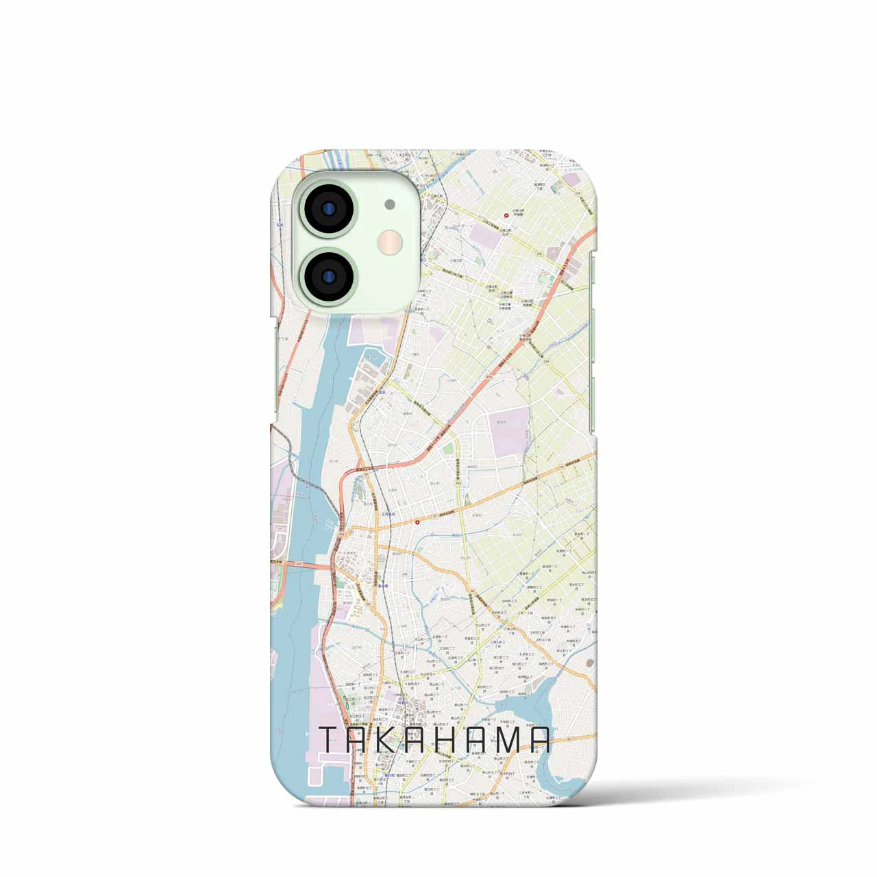 【高浜】地図柄iPhoneケース（バックカバータイプ・ナチュラル）iPhone 12 mini 用