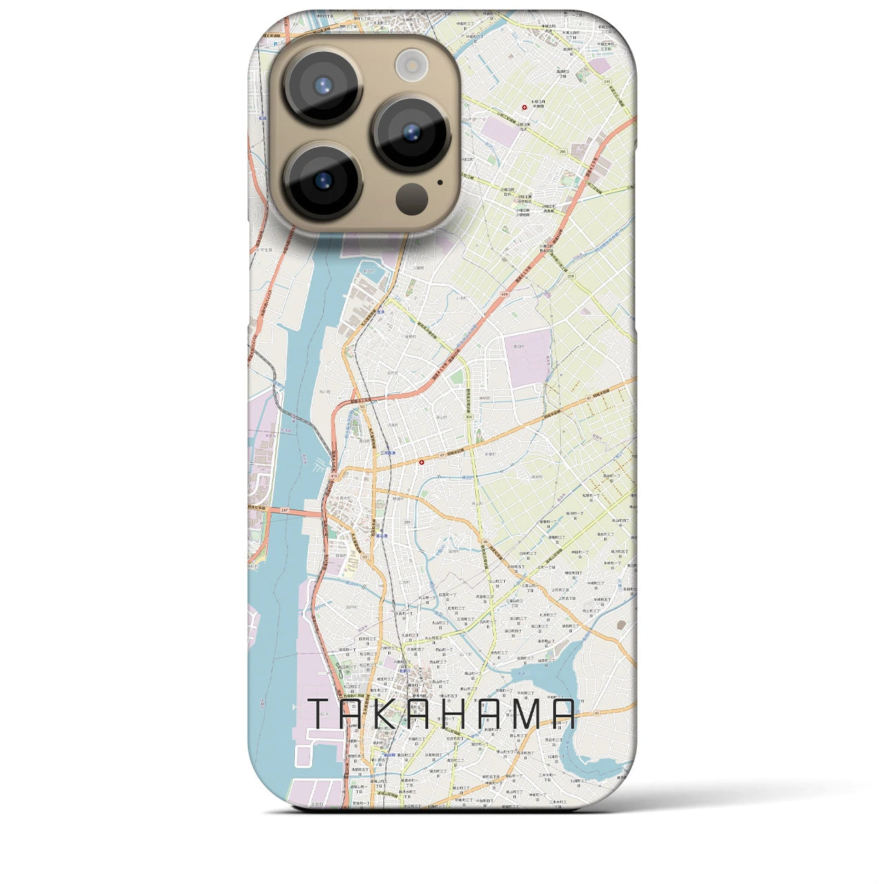 【高浜】地図柄iPhoneケース（バックカバータイプ・ナチュラル）iPhone 14 Pro Max 用
