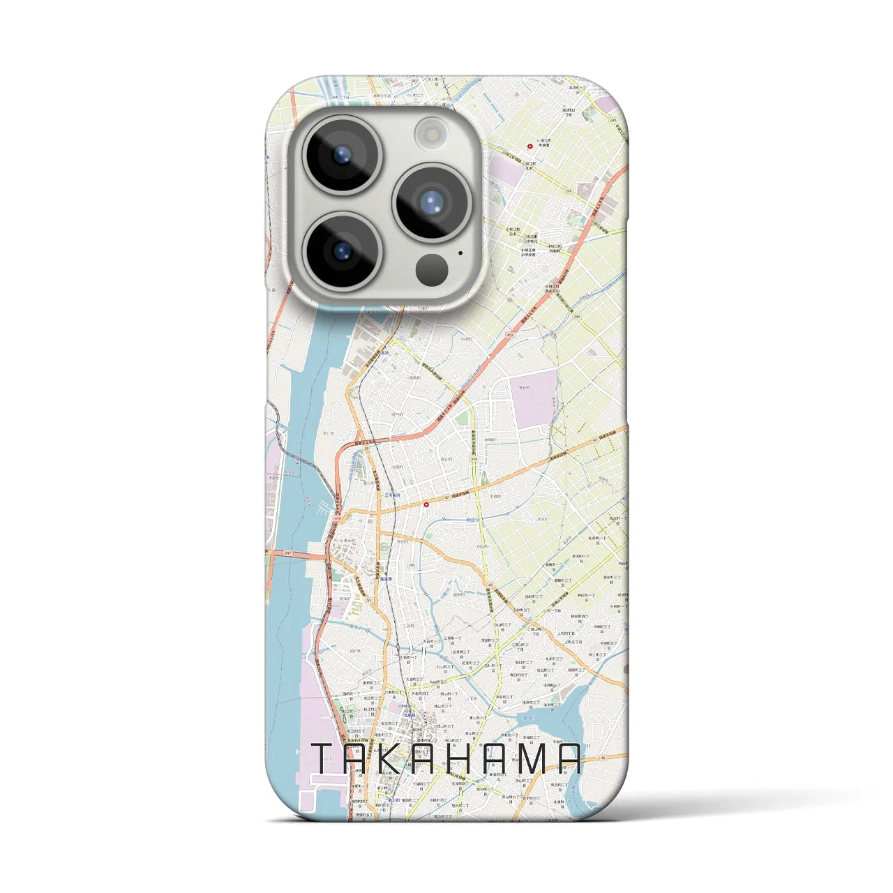 【高浜】地図柄iPhoneケース（バックカバータイプ・ナチュラル）iPhone 15 Pro 用