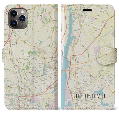 【高浜（愛知県）】地図柄iPhoneケース（手帳タイプ）ナチュラル・iPhone 11 Pro Max 用