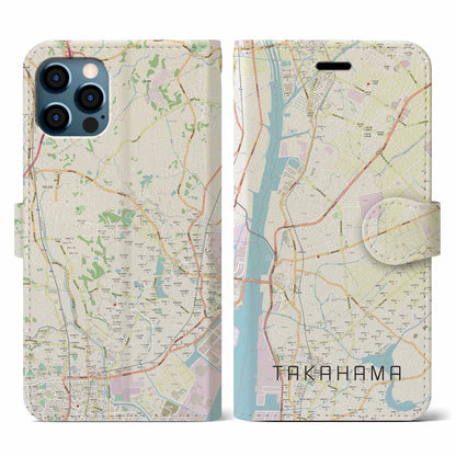 【高浜（愛知県）】地図柄iPhoneケース（手帳タイプ）ナチュラル・iPhone 12 / 12 Pro 用