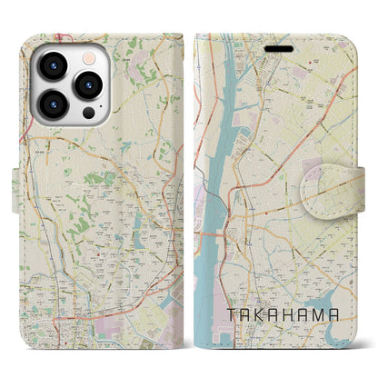 【高浜（愛知県）】地図柄iPhoneケース（手帳タイプ）ナチュラル・iPhone 13 Pro 用