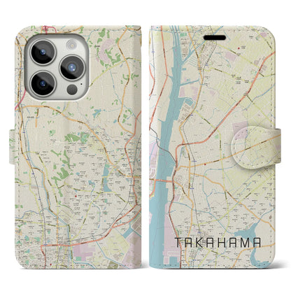 【高浜（愛知県）】地図柄iPhoneケース（手帳タイプ）ナチュラル・iPhone 15 Pro 用