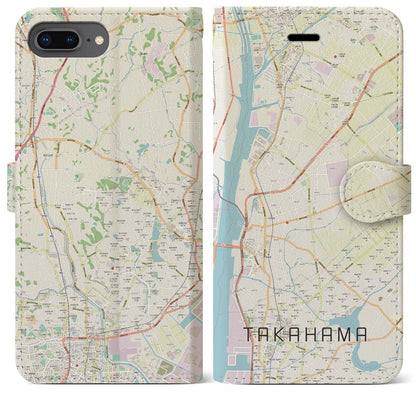 【高浜（愛知県）】地図柄iPhoneケース（手帳タイプ）ナチュラル・iPhone 8Plus /7Plus / 6sPlus / 6Plus 用