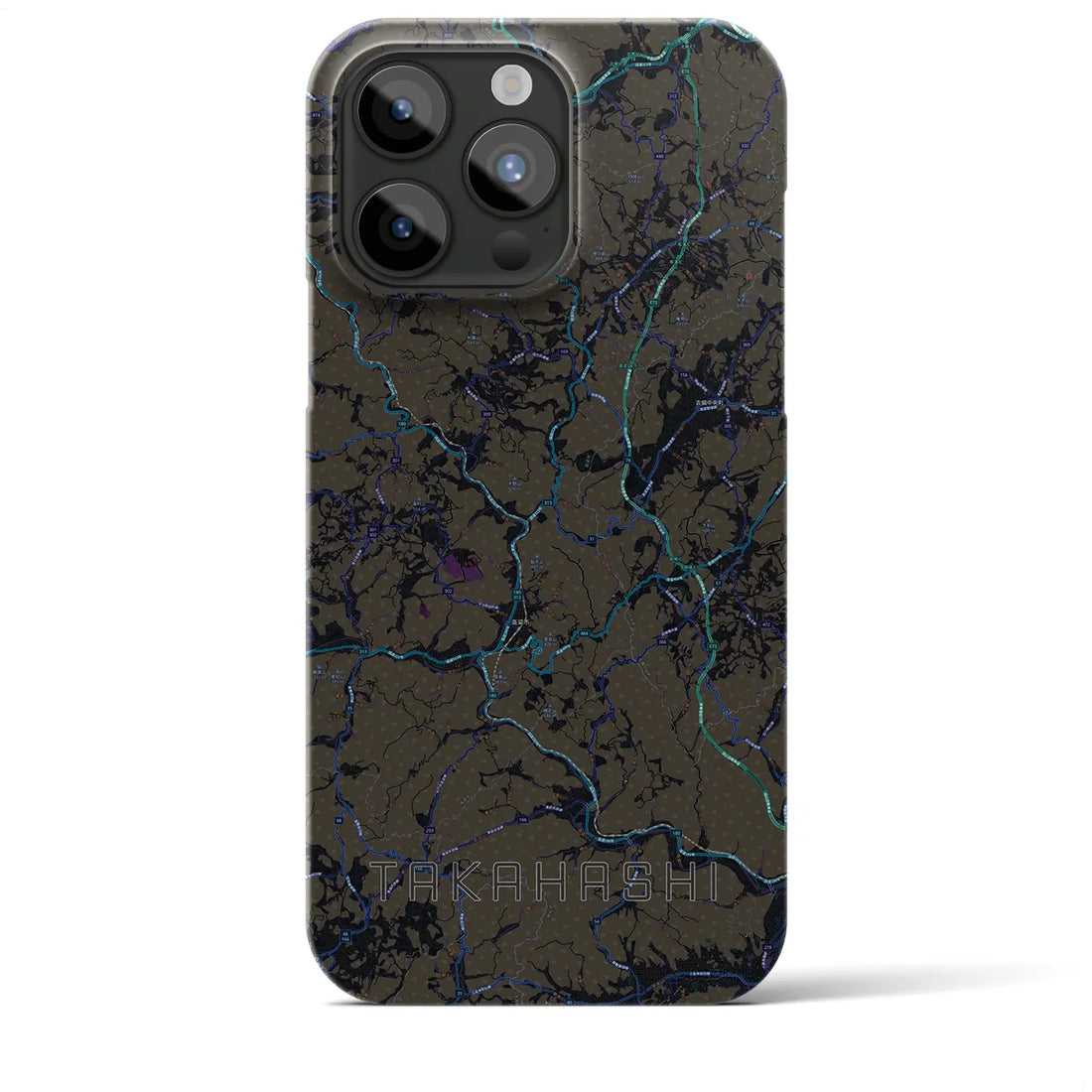 【高梁】地図柄iPhoneケース（バックカバータイプ・ブラック）iPhone 15 Pro Max 用