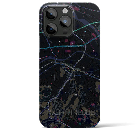 【高幡不動】地図柄iPhoneケース（バックカバータイプ・ブラック）iPhone 15 Pro Max 用