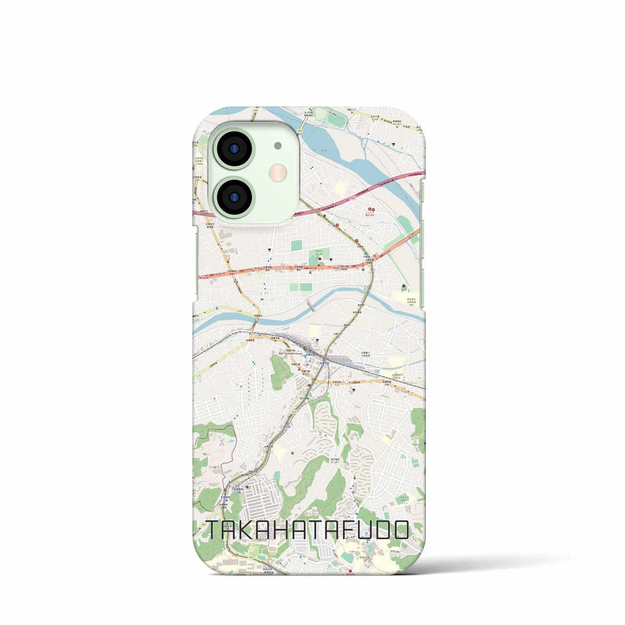 【高幡不動】地図柄iPhoneケース（バックカバータイプ・ナチュラル）iPhone 12 mini 用