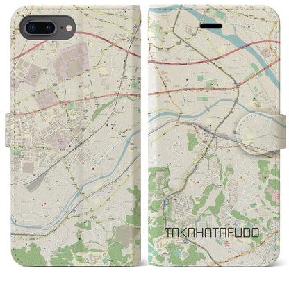【高幡不動（東京都）】地図柄iPhoneケース（手帳タイプ）ナチュラル・iPhone 8Plus /7Plus / 6sPlus / 6Plus 用
