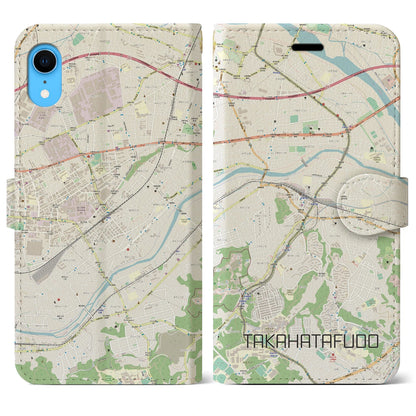【高幡不動（東京都）】地図柄iPhoneケース（手帳タイプ）ナチュラル・iPhone XR 用