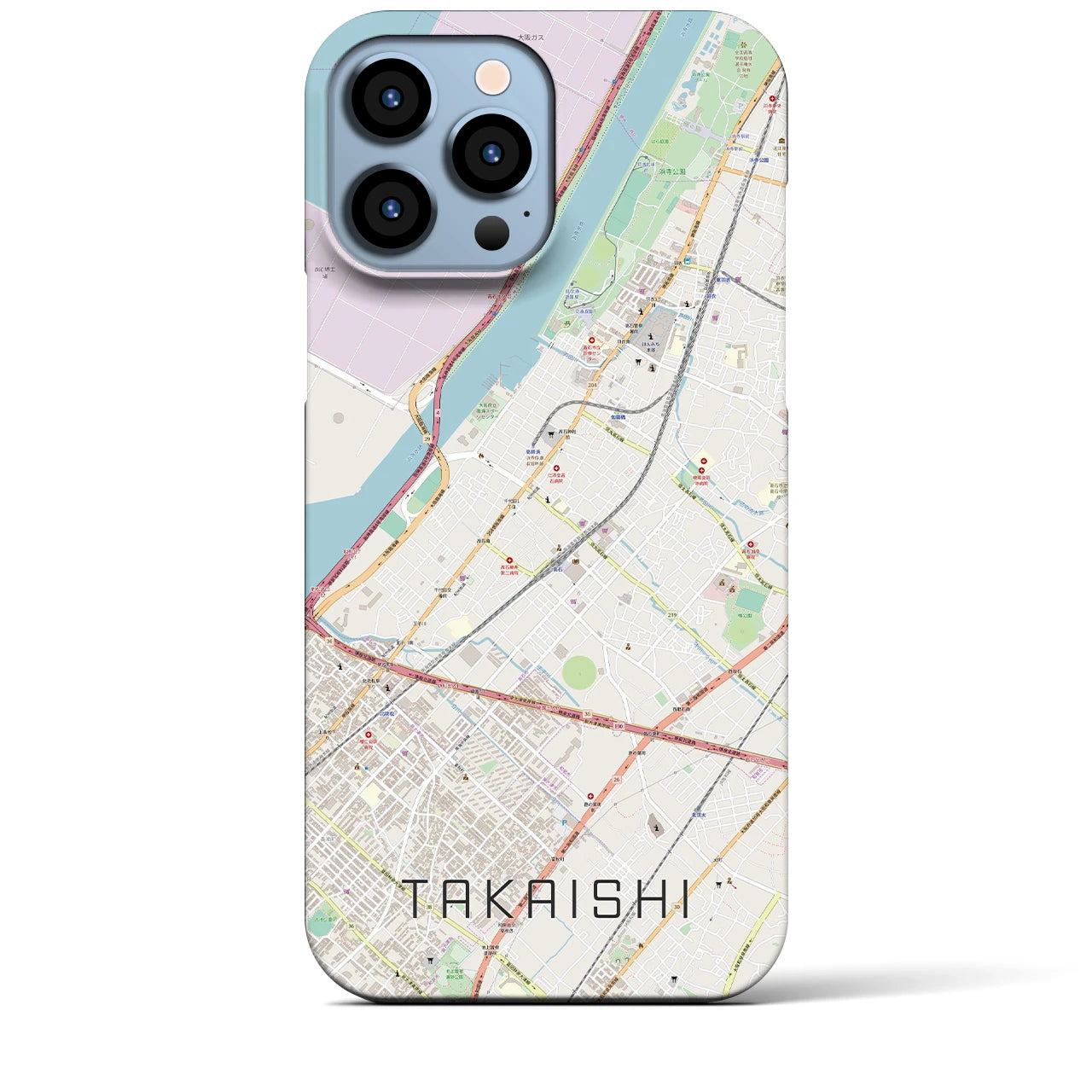 【高石】地図柄iPhoneケース（バックカバータイプ・ナチュラル）iPhone 13 Pro Max 用