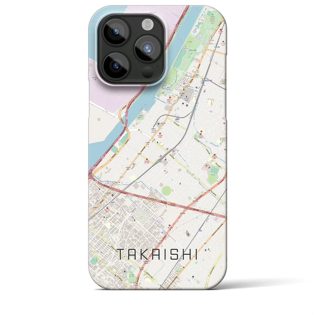 【高石】地図柄iPhoneケース（バックカバータイプ・ナチュラル）iPhone 15 Pro Max 用