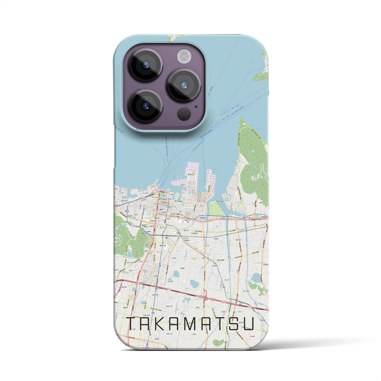 【高松】地図柄iPhoneケース（バックカバータイプ・ナチュラル）iPhone 14 Pro 用