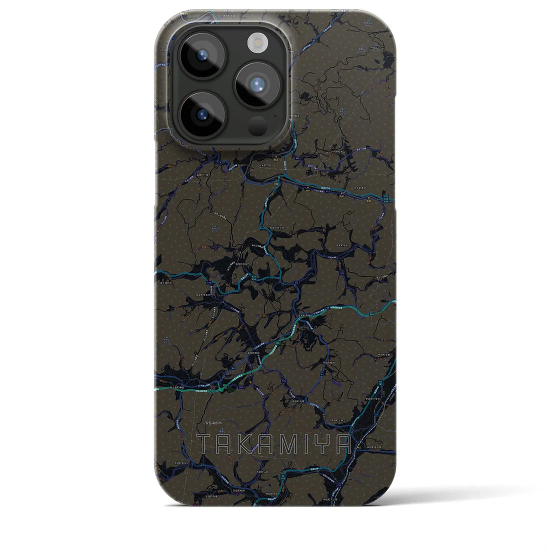【高宮】地図柄iPhoneケース（バックカバータイプ・ブラック）iPhone 15 Pro Max 用