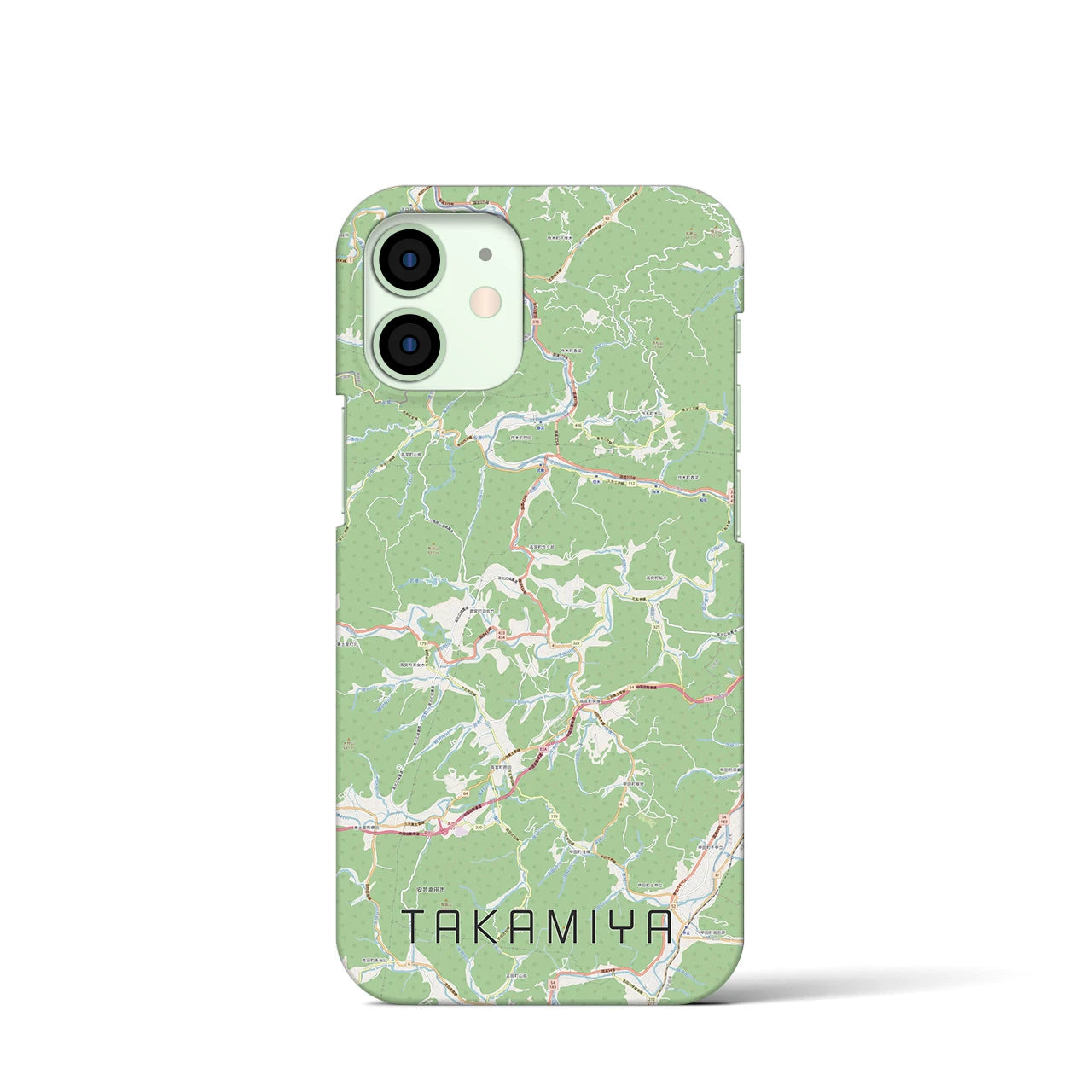 【高宮】地図柄iPhoneケース（バックカバータイプ・ナチュラル）iPhone 12 mini 用