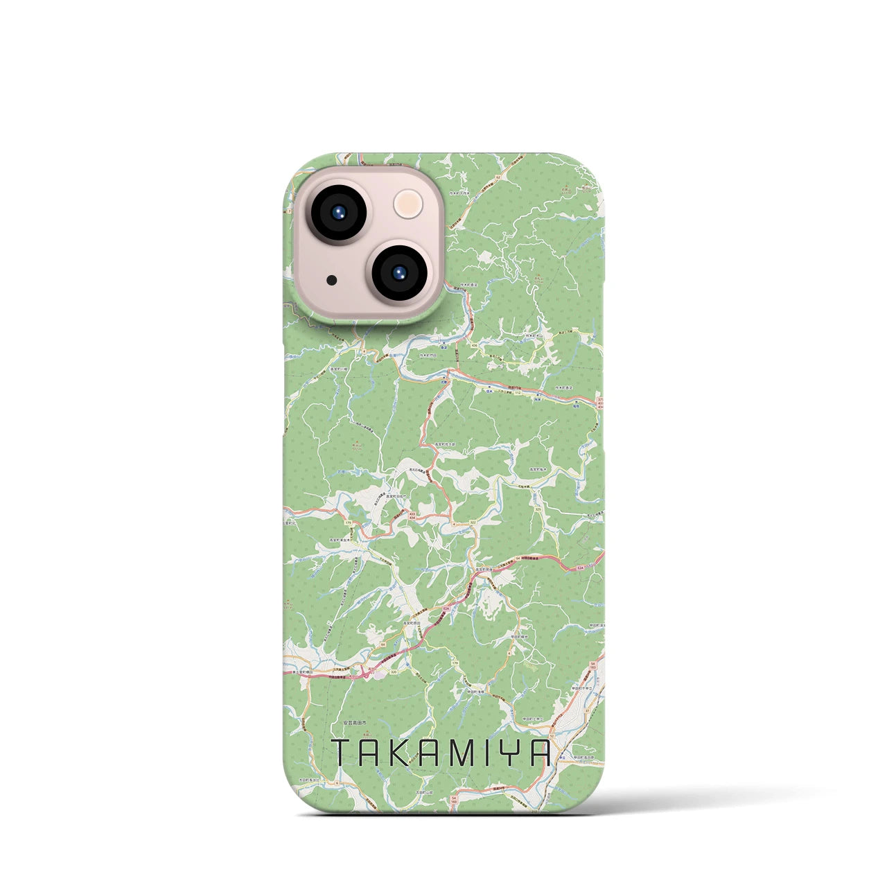 【高宮】地図柄iPhoneケース（バックカバータイプ・ナチュラル）iPhone 13 mini 用
