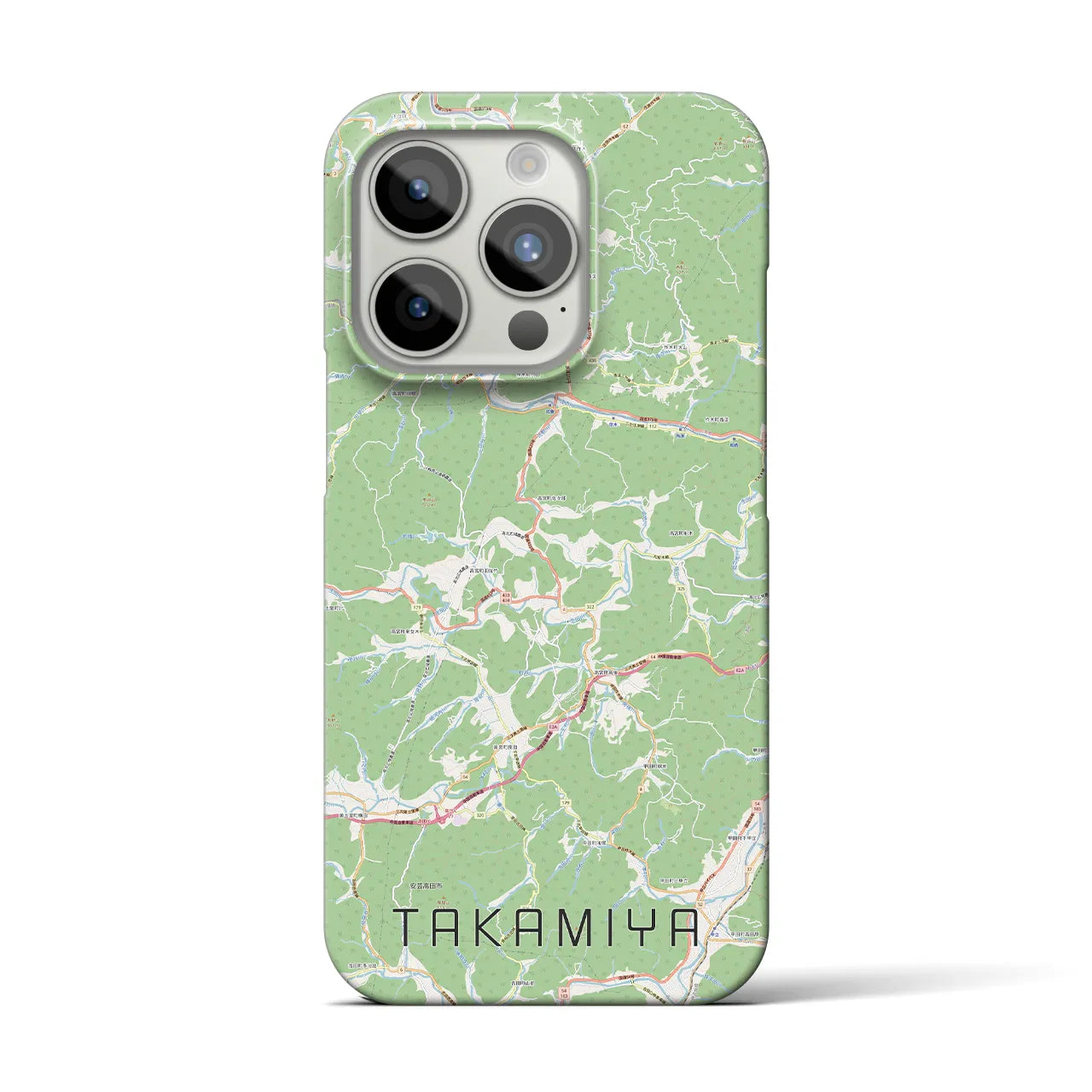 【高宮】地図柄iPhoneケース（バックカバータイプ・ナチュラル）iPhone 15 Pro 用