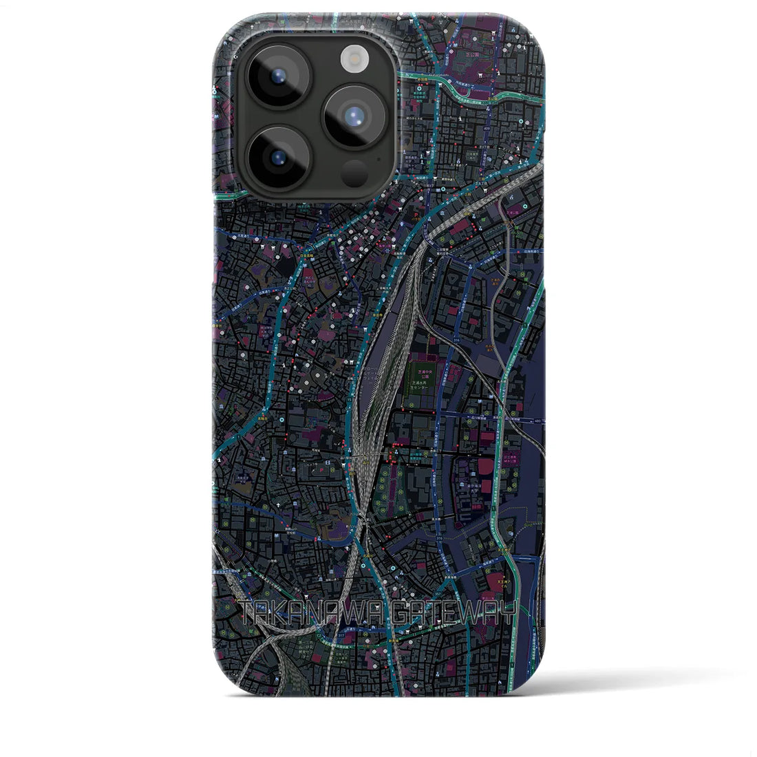 【高輪ゲートウェイ】地図柄iPhoneケース（バックカバータイプ・ブラック）iPhone 15 Pro Max 用