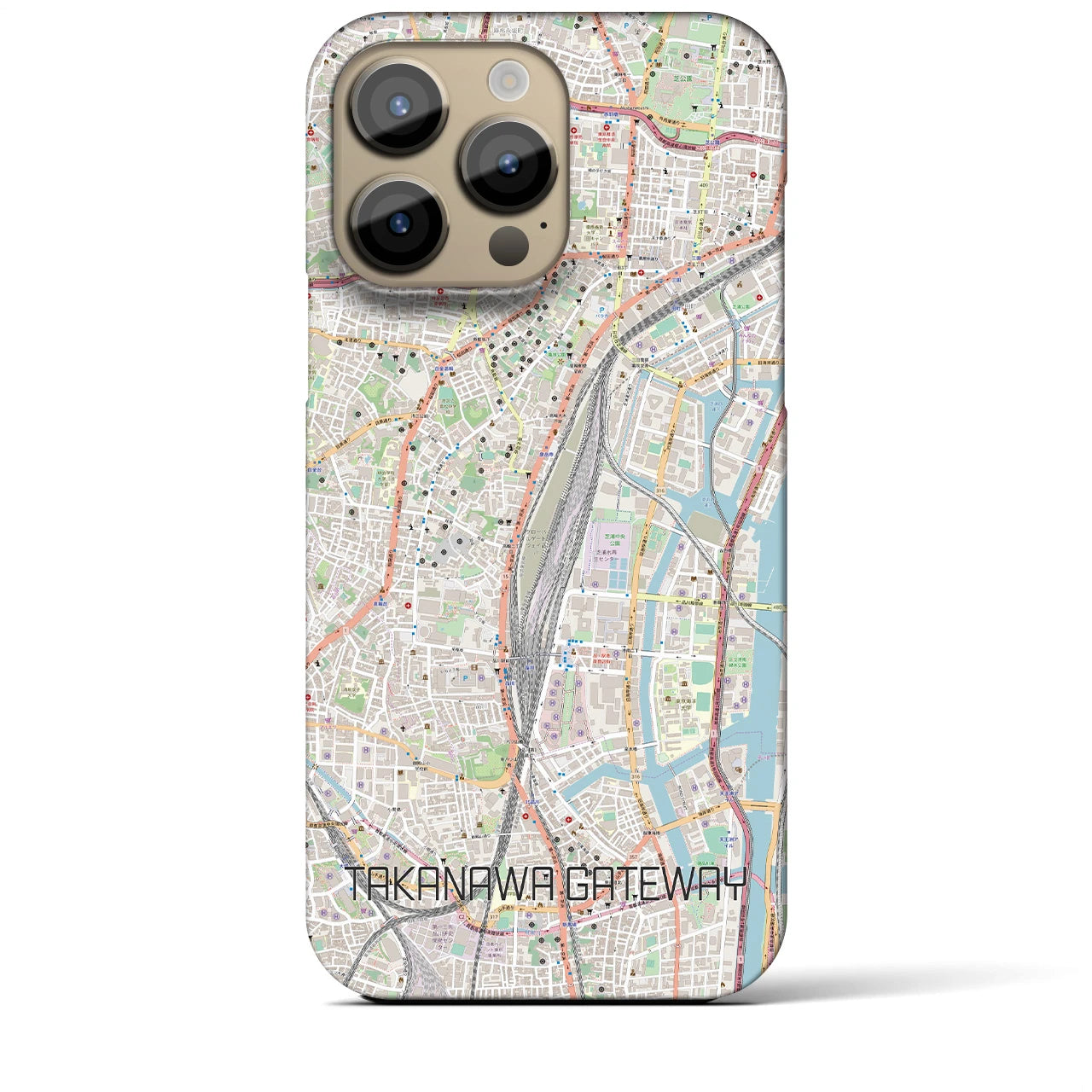 【高輪ゲートウェイ】地図柄iPhoneケース（バックカバータイプ・ナチュラル）iPhone 14 Pro Max 用