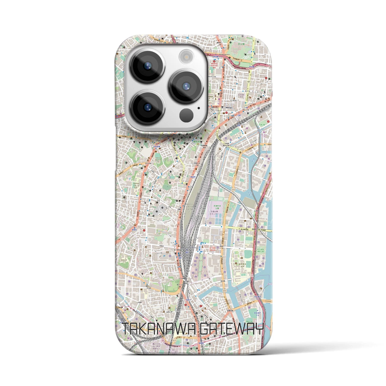 【高輪ゲートウェイ】地図柄iPhoneケース（バックカバータイプ・ナチュラル）iPhone 14 Pro 用