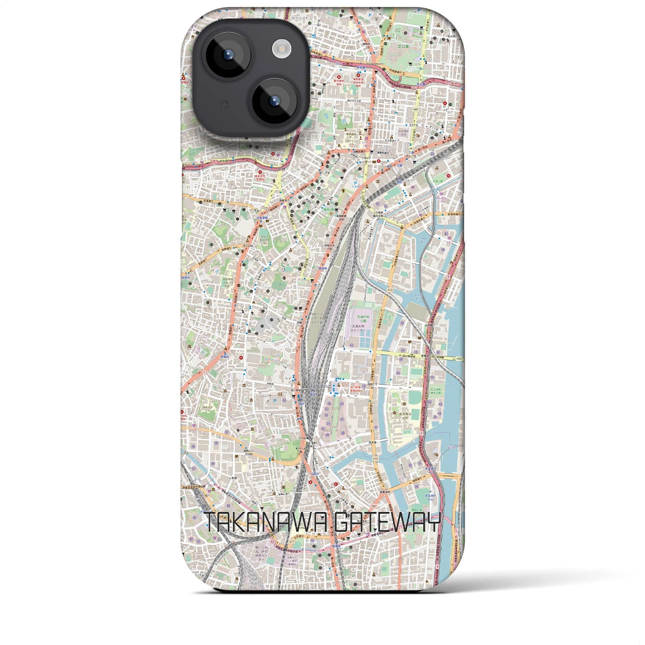 【高輪ゲートウェイ】地図柄iPhoneケース（バックカバータイプ・ナチュラル）iPhone 14 Plus 用